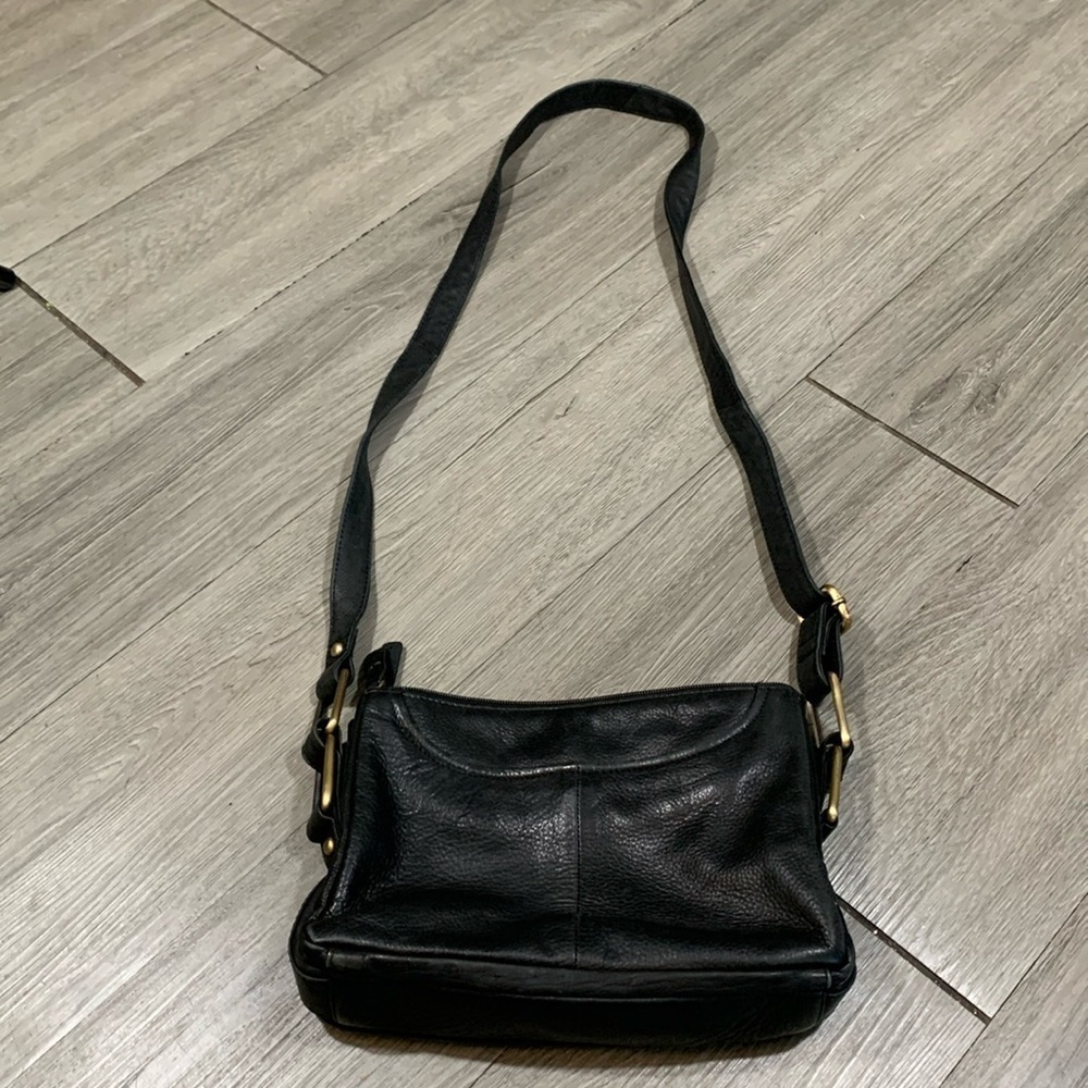 Great American Leather Works Black Leather Crossbody Lots of Pockets‎ Handbag